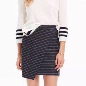 Madewell Gray Striped Wool Blend Mini Asymmetrical Skirt Women's Size 4